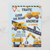 Pesonal Modern Construction Birthday With Photo Kaart (Voorkant / Achterkant)