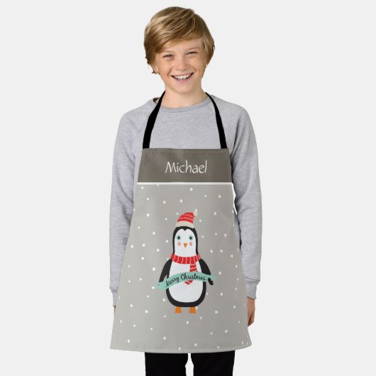 Pesonalized Cute Little KerstPenguin Schort (Gedragen)