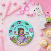 Pesonalized Ethnic Hand darwn Mermaid Birthday Papieren Bordje (Feest)