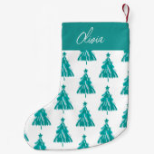 Pesonalized Green Winter Forest Kerstboom Kleine Kerstsok (Achterkant)