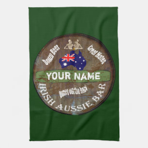 Pesonalized Irish Aussie pub-teken Theedoek