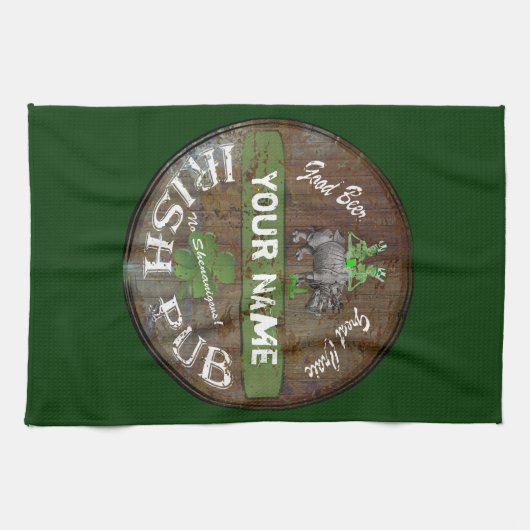 Pesonalized Irish pub-teken Theedoek (Horizontaal)