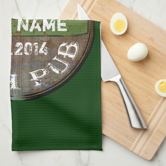 Pesonalized Irish pub-teken Theedoek (Quarter Fold)