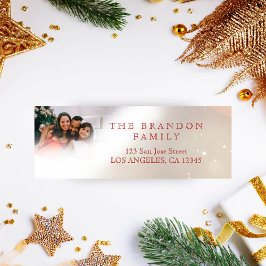 Pesonalized Photo Holiday Holly Return Address Etiket