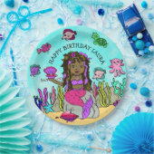  Pesonalized Pink Paars Mermaid Birthday Papieren Bordje (Feest)