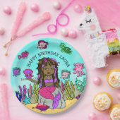  Pesonalized Pink Paars Mermaid Birthday Papieren Bordje (Feest)