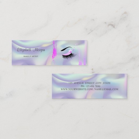 Pessional Gold Brush Stroke, Lashes, Makeup Mini Visitekaartje (Voorkant / Achterkant)