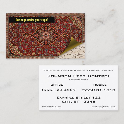 Pest Control Exterminator - Heb je bugs? Perzisch  Visitekaartje (Voorkant / Achterkant)