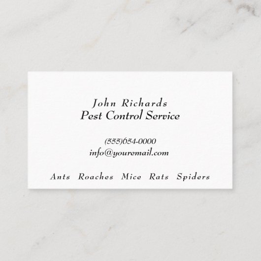 Pest Control Exterminator Service Visitekaartje (Achterkant)