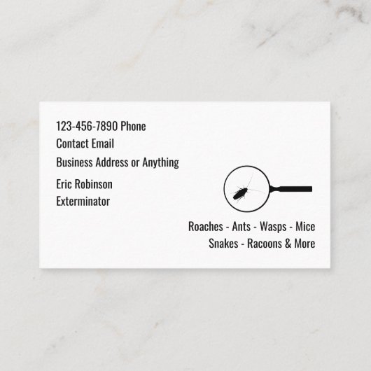 Pest Control Exterminator Theme Cool Visitekaartje (Achterkant)