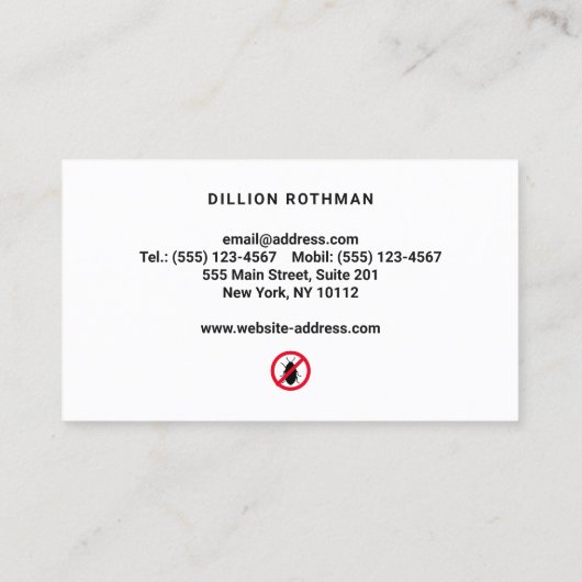 Pest Control Exterminator Visitekaartje (Achterkant)