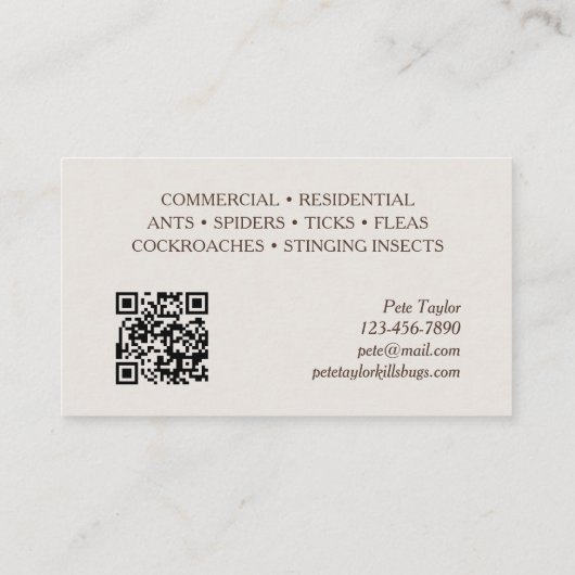 Pest Control Exterminator Visitekaartje (Achterkant)