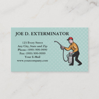 Pest Control Exterminator Worker Spraing Cartoon Visitekaartje