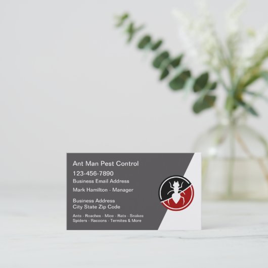Pest Control Extermining Business Card Template Visitekaartje (Staand voorkant)
