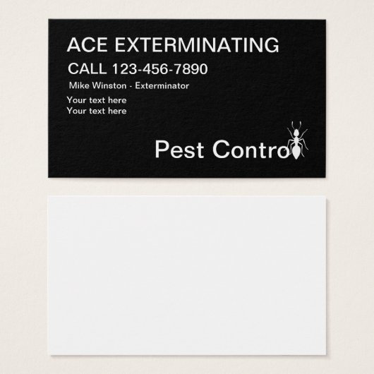 Pest Control Extermining Visitekaartjes (Voorkant /achterkant)