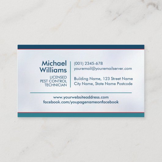 Pest Control Services - Exterminator Business Card Visitekaartje (Achterkant)