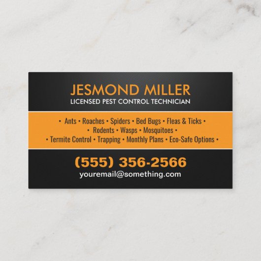 Pest Control Services - Exterminator Business Card Visitekaartje (Achterkant)