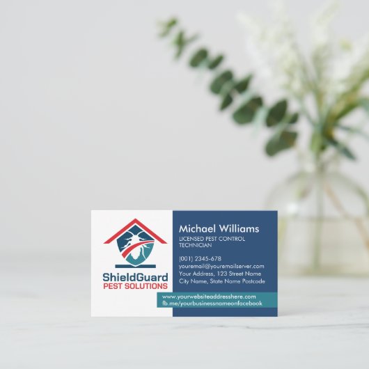 Pest Control Services - Exterminator Business Card Visitekaartje (Staand voorkant)