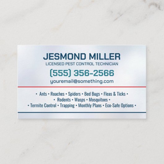 Pest Control Services - Exterminator Visitekaartje (Achterkant)