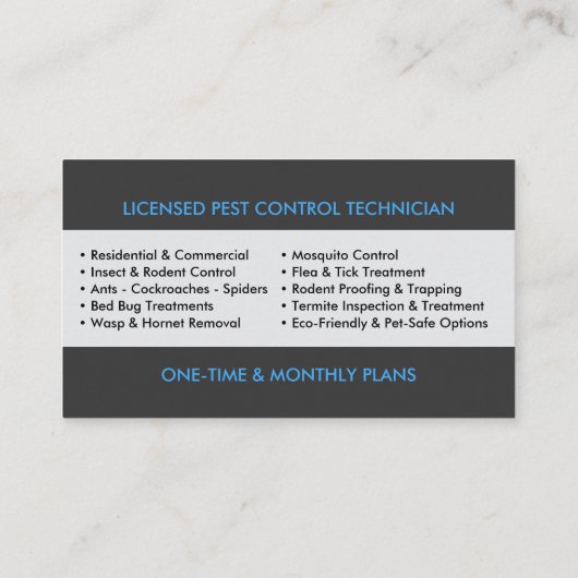 Pest Control Services - Exterminator Visitekaartje (Achterkant)