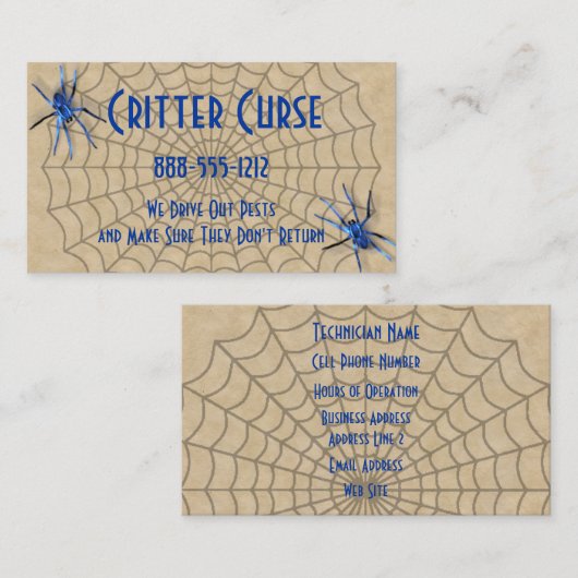 Pest Control Spinnen en Web Visitekaartje (Voorkant / Achterkant)