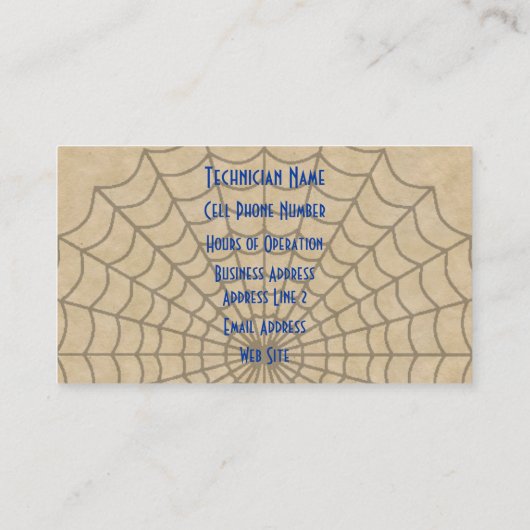 Pest Control Spinnen en Web Visitekaartje (Achterkant)