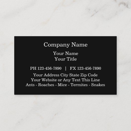 Pest Control Visitekaartjes (Achterkant)