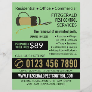Pest Controller pomp, ongediertebestrijding Advert Flyer