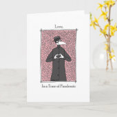 Pest Doctor hart Grappige pandemische Valentijnsda Kaart (Gele Bloem)