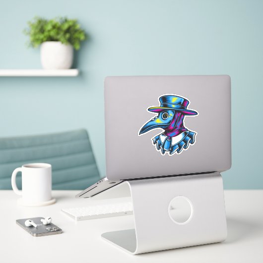 Pest Doctor Illustratie Sticker (Laptop op bureau)