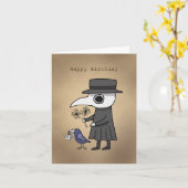 Pest Doctor met Raven Dark Humor Verjaardag Kaart (Gele Bloem)