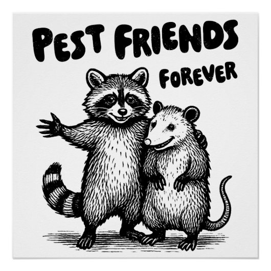 Pest Friends Forever Black Print Poster (Voorkant)