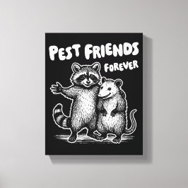 Pest Friends Forever White Print Canvas