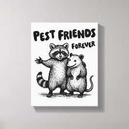 Pest Friends Forever Zwart Print Canvas
