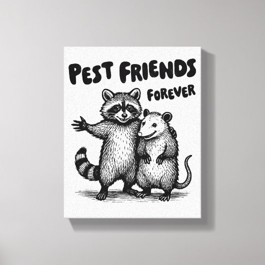 Pest Friends Forever Zwart Print Canvas (Voorkant)