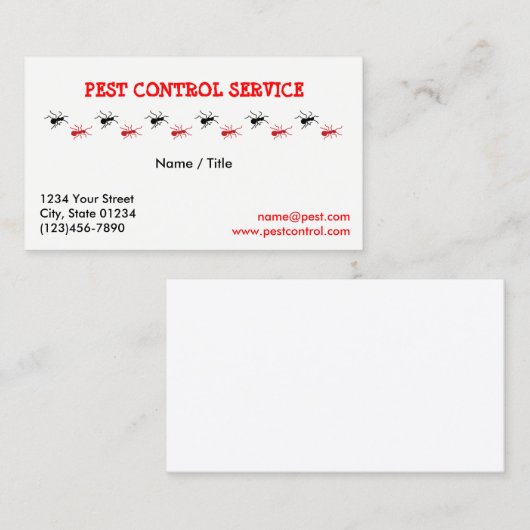 Pest Service Single Sided Visitekaartje (Voorkant / Achterkant)