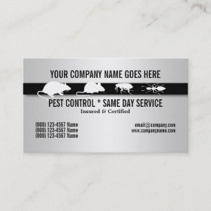 Pest Vermin Control insects faux Silver Visitekaartje