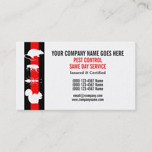 Pest Vermin Control Personaliseren Visitekaartje (Voorkant)