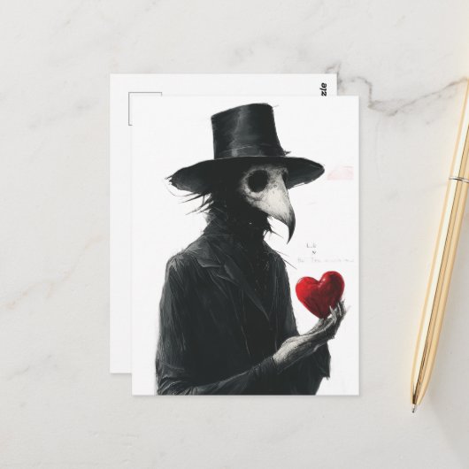 Pestdokter met een Hart Briefkaart (Voorkant / Achterkant in situ)