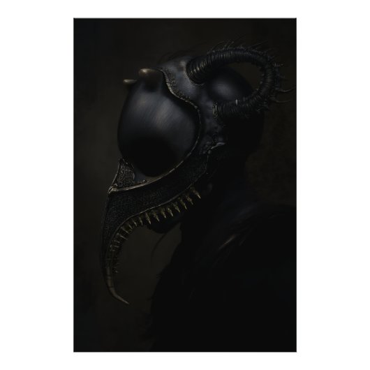 Pestdoktersmasker Obsidiaan Hoorns Horror Foto Afdruk (Voorkant)