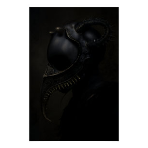 Pestdoktersmasker Obsidiaan Hoorns Horror Perfect Poster