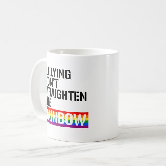 Pesten zal de regenboog niet rechtzetten koffiemok (Voorkant links)