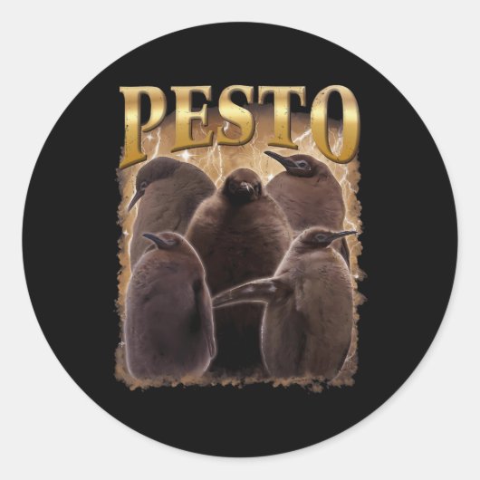 Pesto De Pinguïn Grappig Ba1 Ronde Sticker (Voorkant)