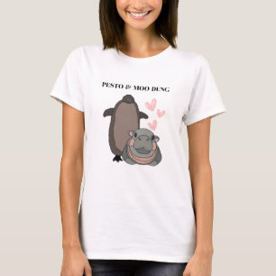 Pesto en Moo Deng Hippo en Penguin Meme T-shirt