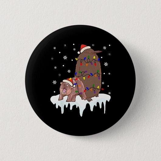 Pesto Moo Deng De Pinguïn De Ba Ronde Button 5,7 Cm (Voorkant)