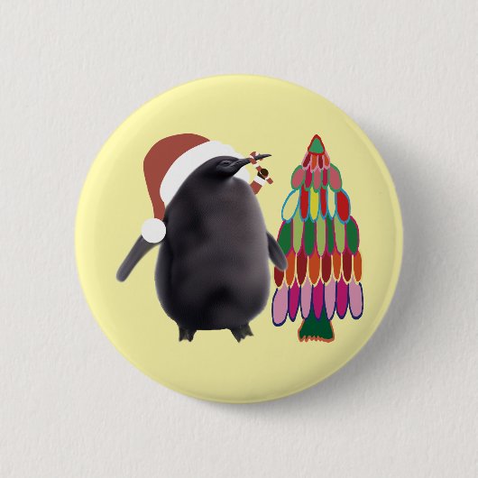 Pesto Penguin Kerstmis #5 Ronde Button 5,7 Cm (Voorkant)