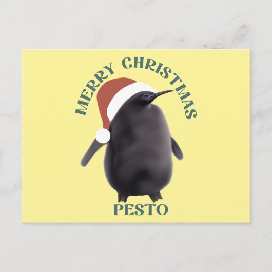Pesto Penguin Kerstmis Briefkaart (Voorkant)