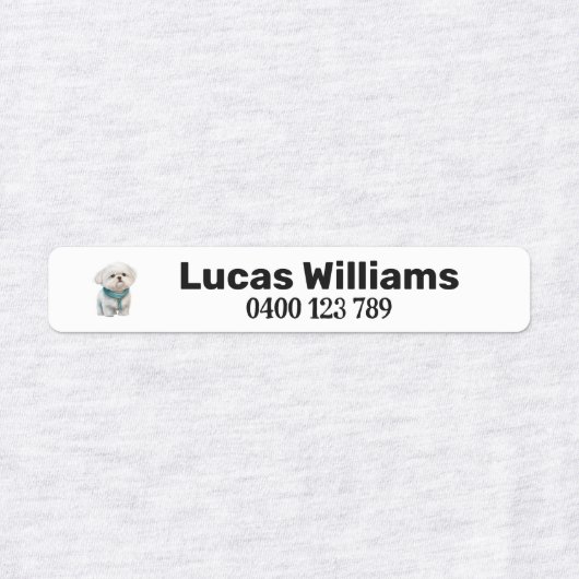 Pet1a persoonlijke naam en telefoonnummer, ijzerst labels (Design 1)