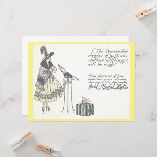  Pet 1920s  Millinery Show Advertisement Kaart (Voorkant / Achterkant in situ)