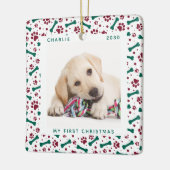 Pet 2 Dog-foto's afdrukken met kerstmis op maat Keramisch Ornament (Links)